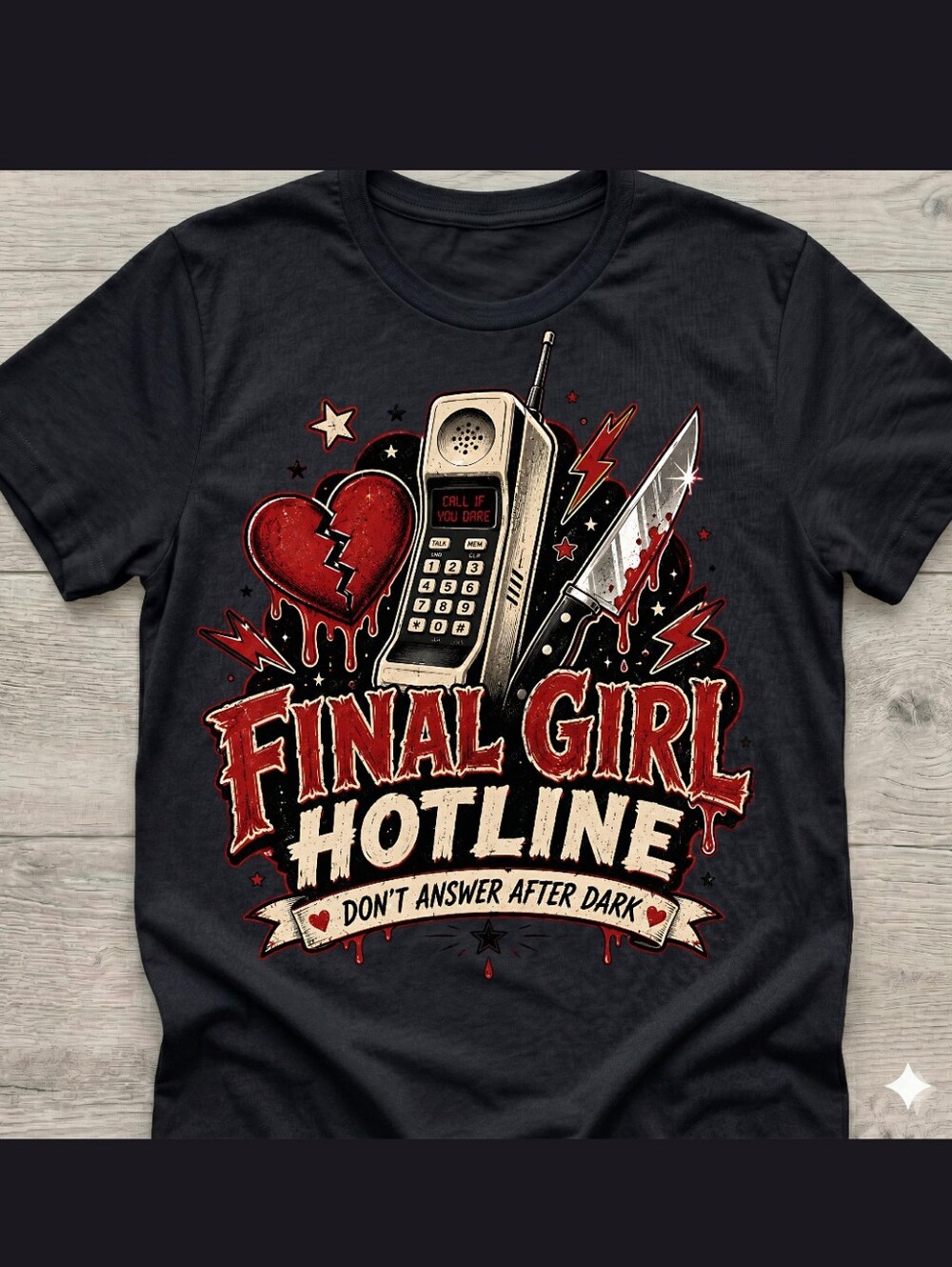 Gildan Black 'Final Girl Hotline' Graphic Tee - Red, Cream